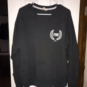 vs pink campus pullover sweater dark grey & white